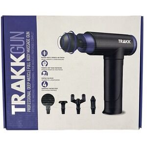 TRAKK Deep Tissue Handheld Massage Gun Therapy Quiet 4 Speeds & Attachments